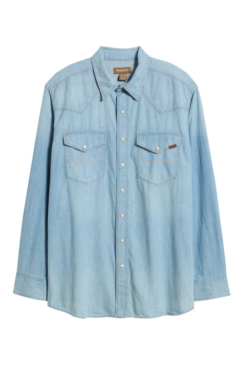 Classic Cowboy Long Sleeve Denim Shirt, Alternate, color, BRODY