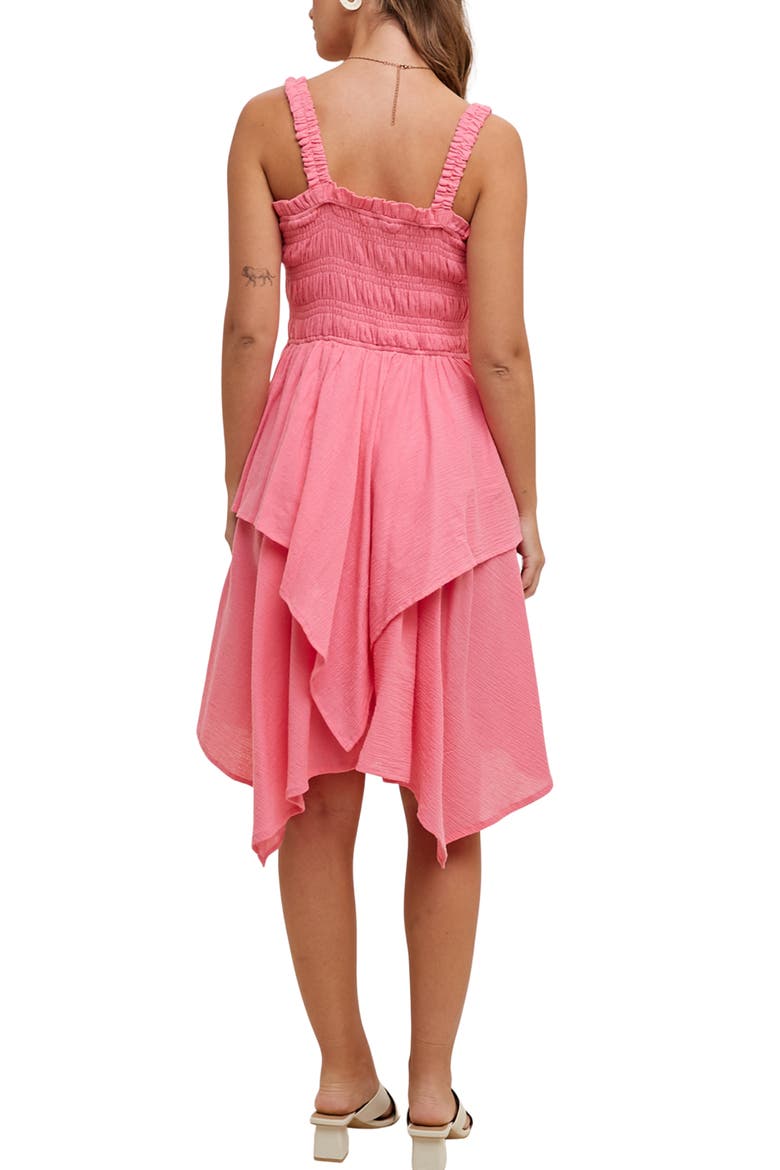 Smocked Handkerchief Hem Minidress, Alternate, color, PUNCH
