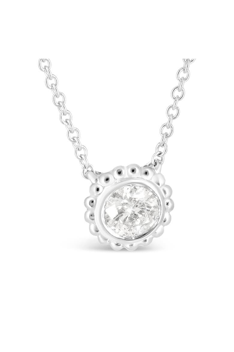10K White Gold 1/2 Cttw Bezel Set Diamond Sunflower Finish 18" Pendant Necklace, Alternate, color, White
