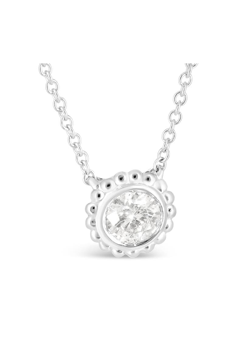 Haus of Brilliance 10K White Gold 1/2 Cttw Bezel Set Diamond Sunflower Finish 18" Pendant Necklace, Alternate, color, White