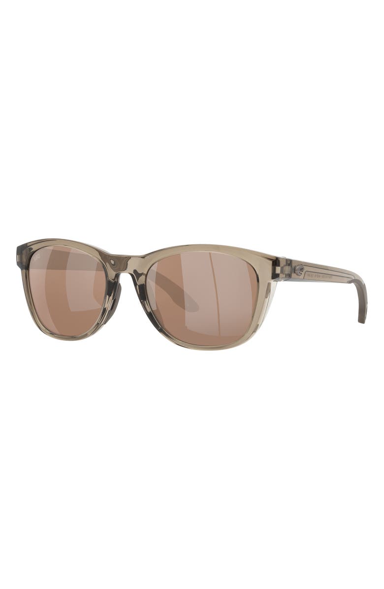 Costa Del Mar Aleta 54mm Mirrored Polarized Round Sunglasses, Alternate, color, Crystal Beige
