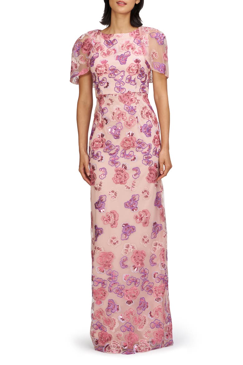 Teigen Sequin Column Gown, Main, color, PINK MULTI