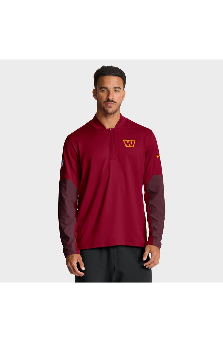 Nike Men's Nike Burgundy Washington Commanders Sideline Dri-FIT Half-Zip Pullover, Main, color, Burgundy