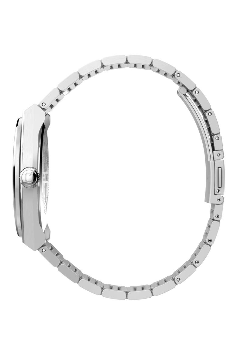 Q Timex® Continental GMT 39mm Stainless Steel Bracelet Watch, Alternate, color, GREEN/ STAINLESS STEEL