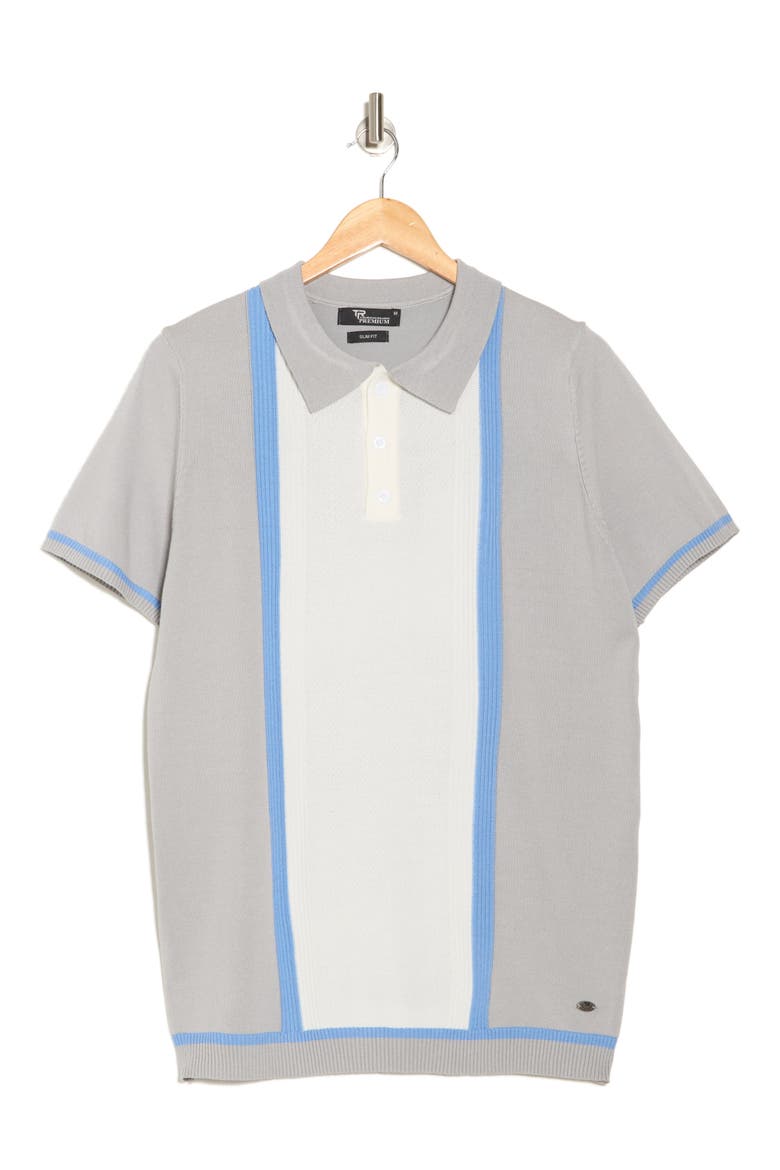 Colorblock Sweater Knit Polo, Alternate, color, GREY