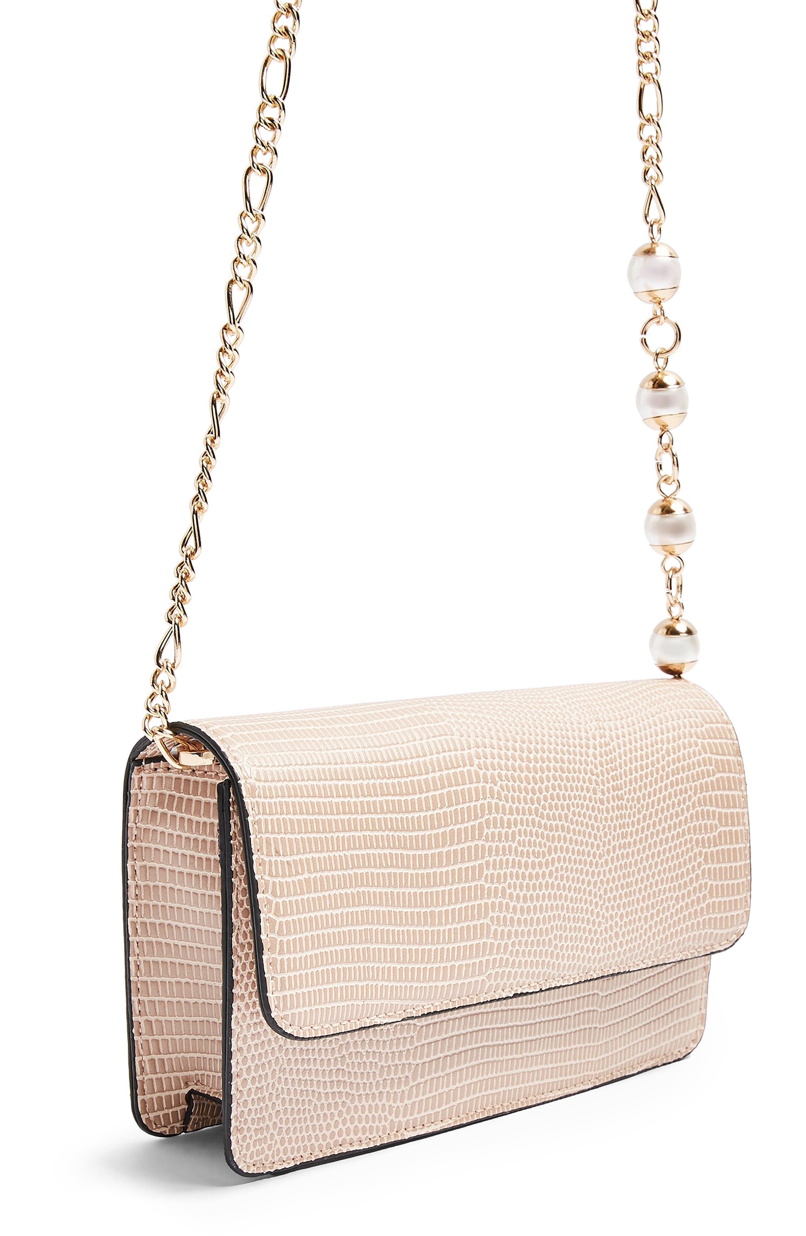 Topshop Peri Imitation Pearl Crossbody Bag, Alternate, color, 