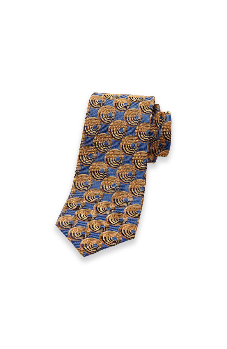 Paul Fredrick Circles Pattern Woven Silk Tie, Main, color, Blue/Gold