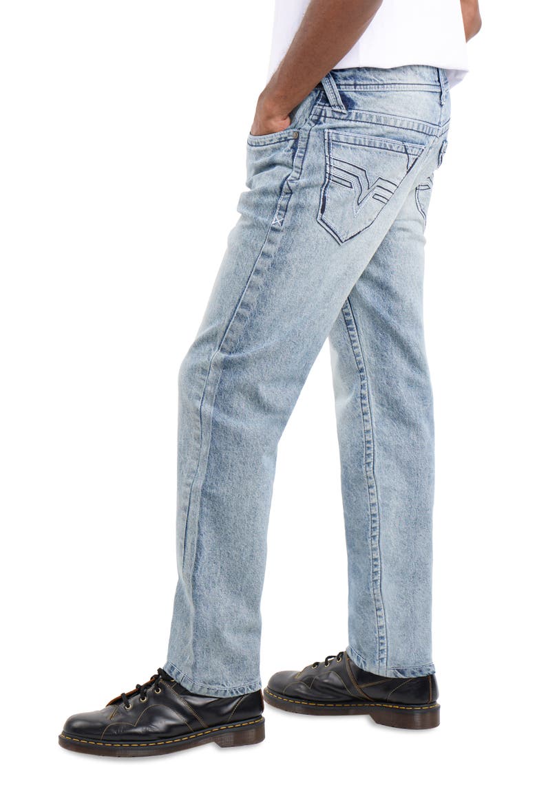 Saddle Stitch Relaxed Straight Leg Jeans, Alternate, color, LIGHT BLUE