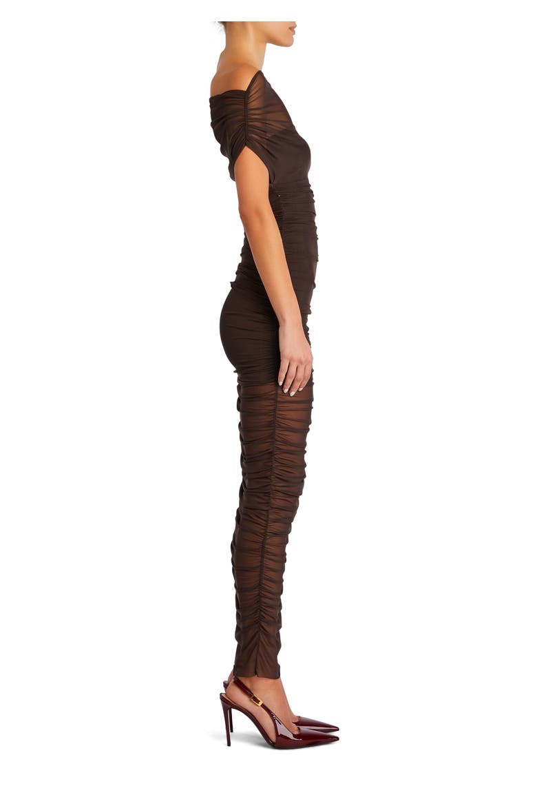 Noel Mesh Midi Dress, Alternate, color, Ash Brown