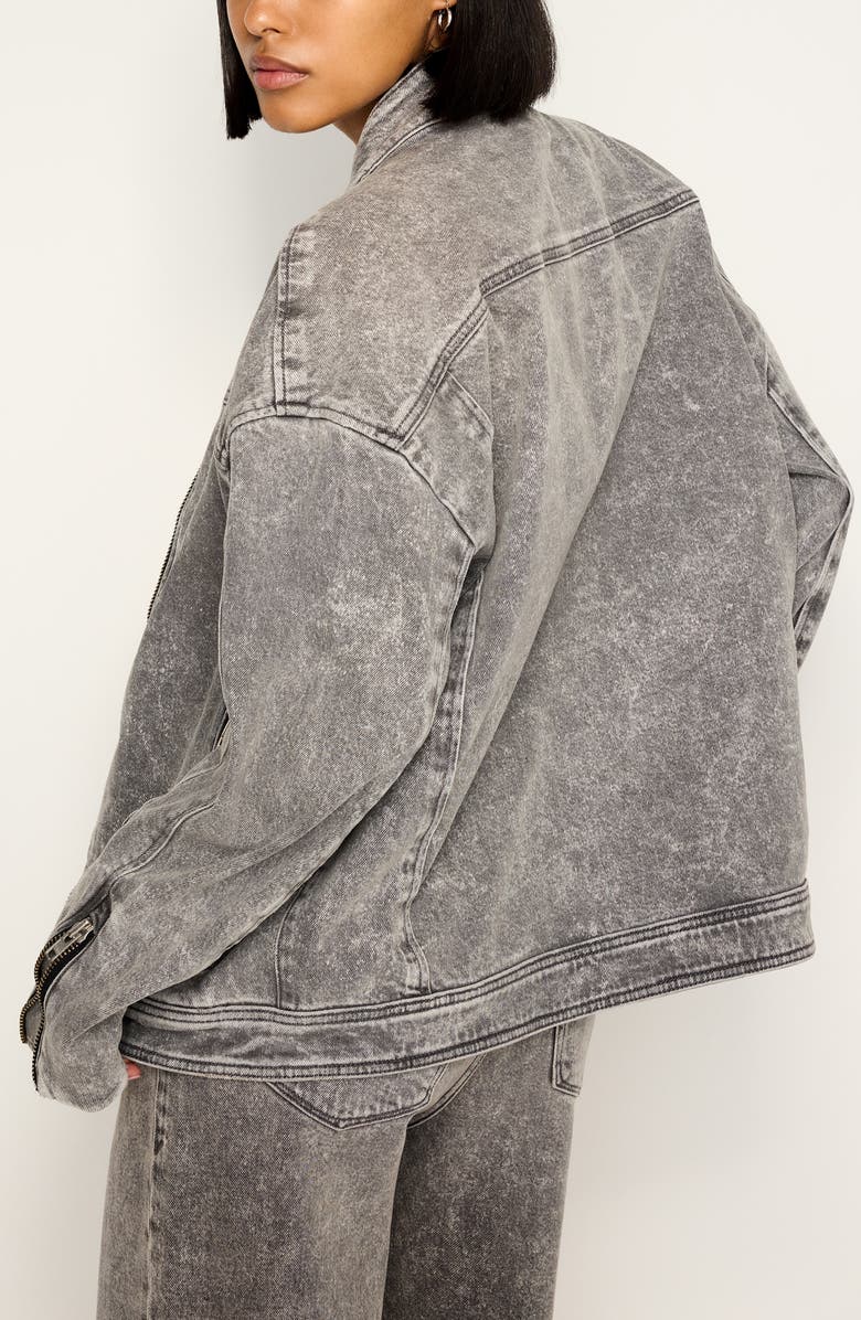 Good American Oversize Denim Moto Jacket, Alternate, color, 