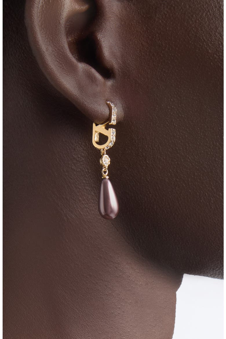 VLOGO Drop Earrings, Alternate, color, GOLD