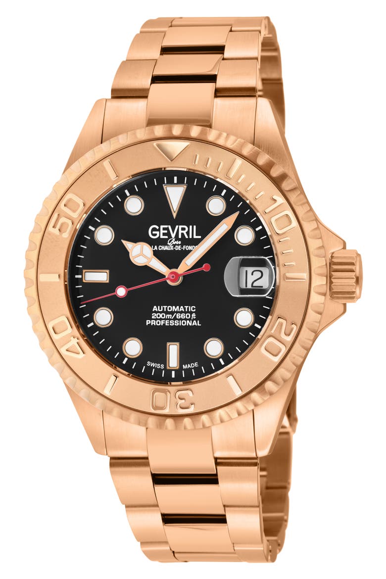 Wall Street Swiss Automatic Bracelet Watch, 39mm, Main, color, ROSE GOLD