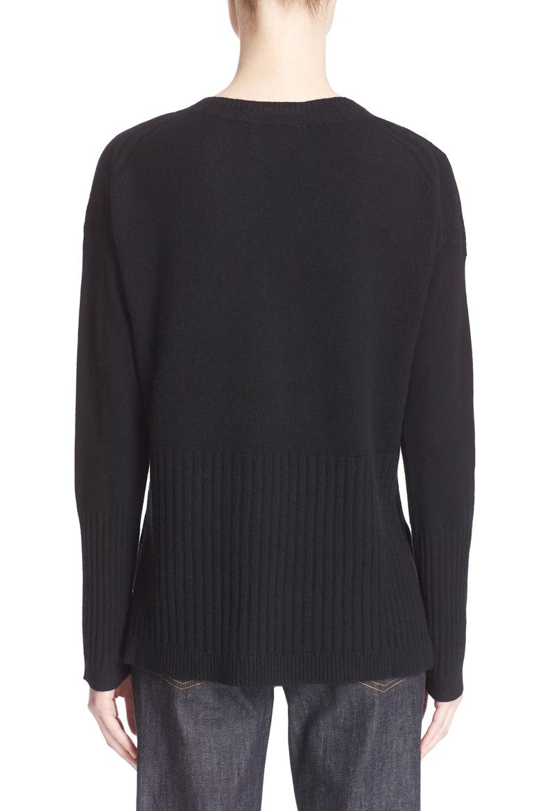 V-Neck Cashmere Sweater, Alternate, color, BLACK