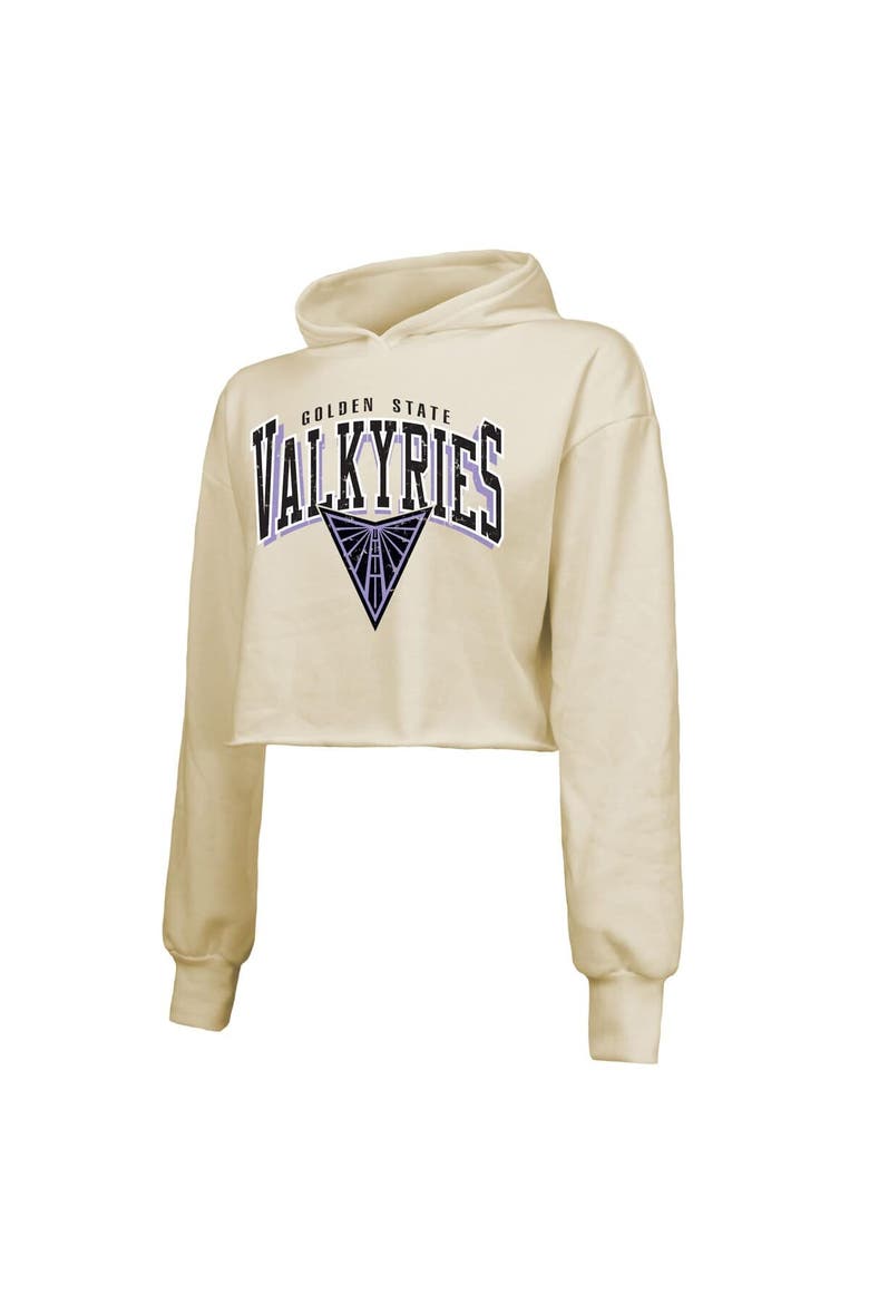 Women's Majestic Threads Cream Golden State Valkyries Circus Shot Drop Shoulder Tri-Blend Cropped Pullover Hoodie, Alternate, color, Cream