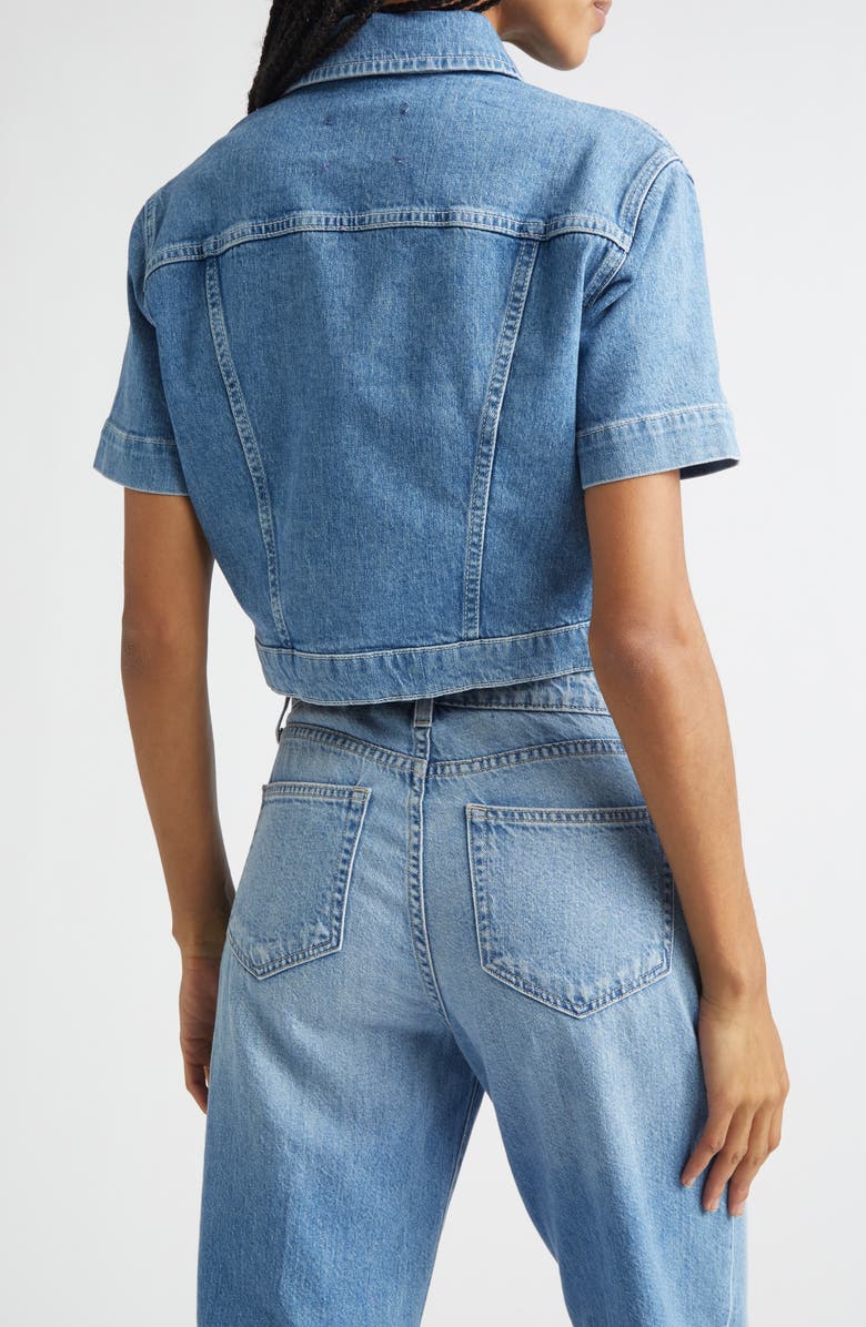 L'AGENCE Kirstie Short Sleeve Crop Denim Jacket, Alternate, color, Calabasas