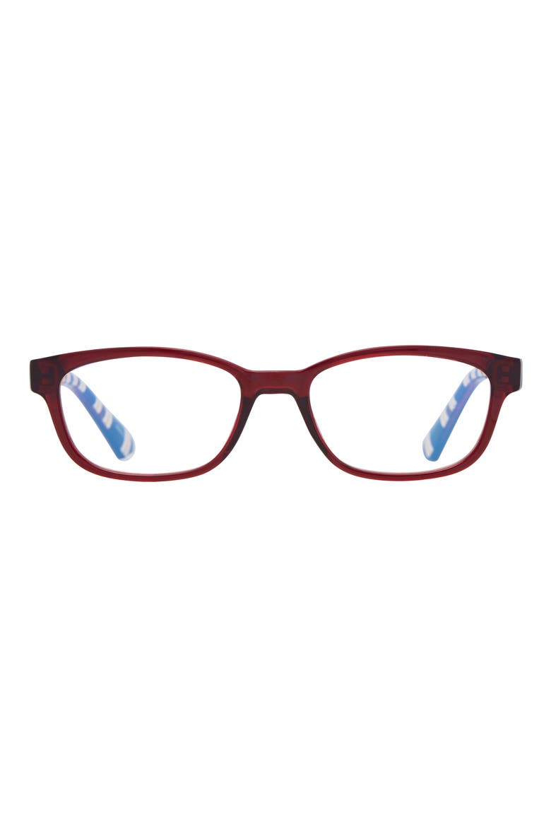 joetta 50mm rectangular blue light blocking glasses, Main, color, BROWN/ BLUE AS