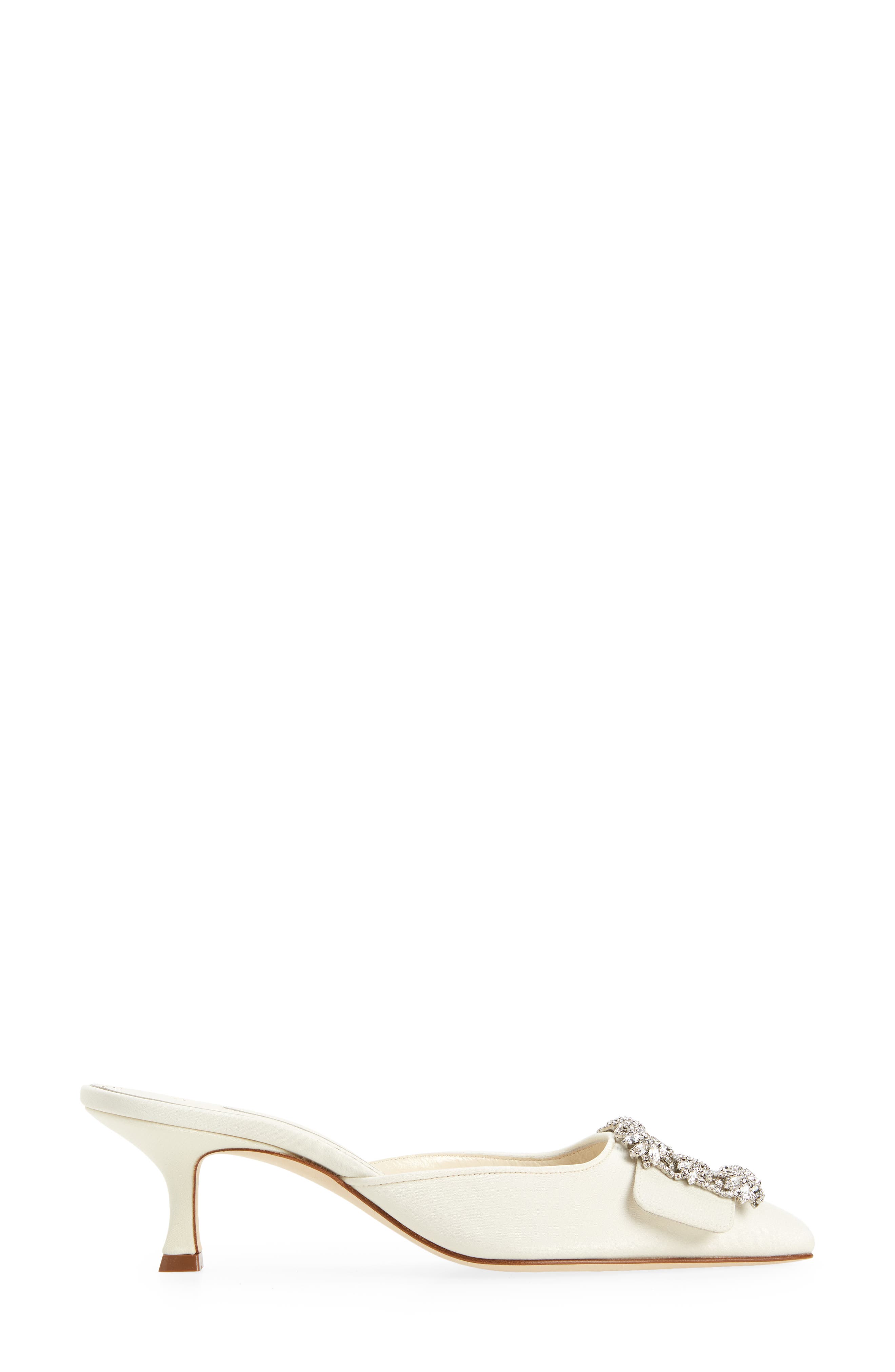 Manolo Blahnik Maysale Crystal Buckle Pointed Toe Mule, Alternate, color, 