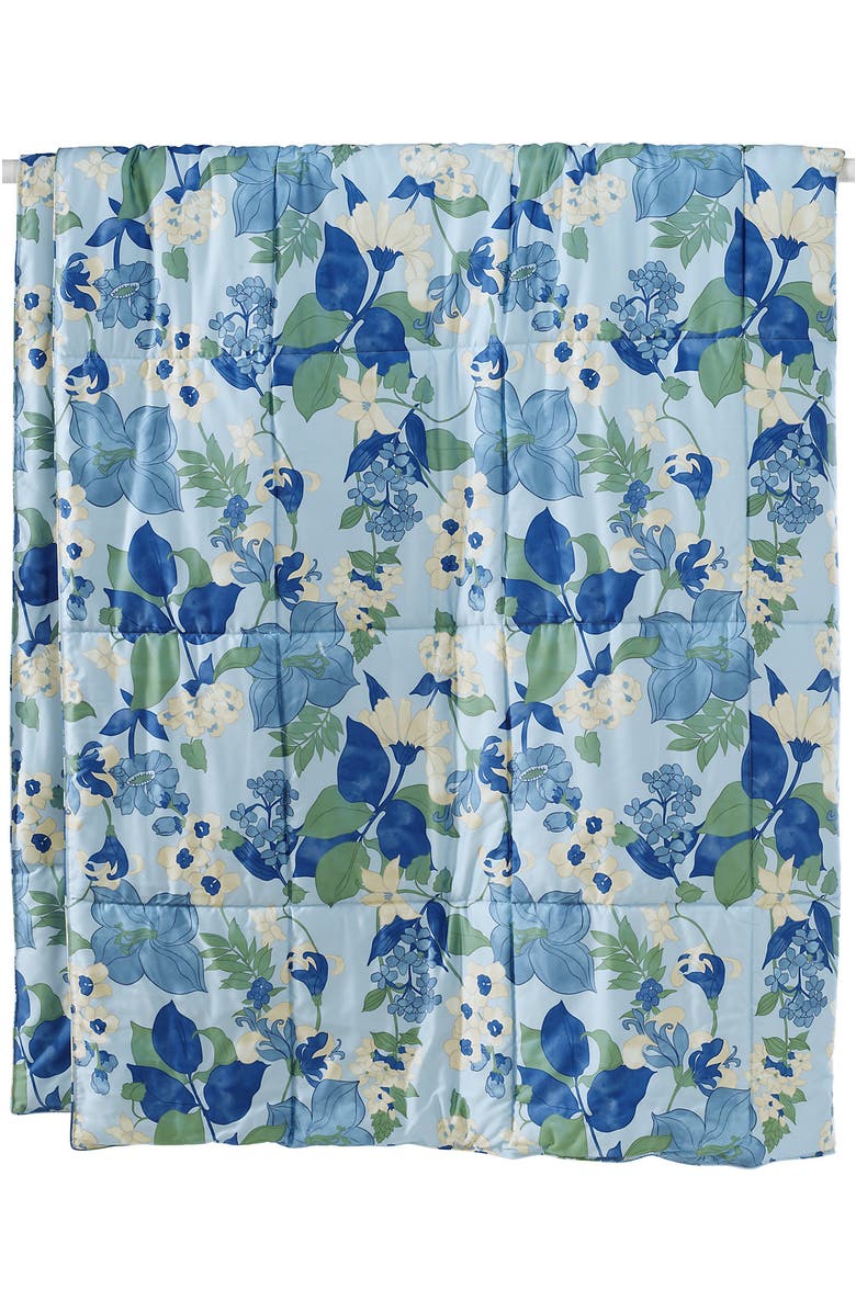 Lands' End 400 Thread Count Premium Supima Cotton No Iron Sateen Comforter, Alternate, color, Serene Blue Lilies