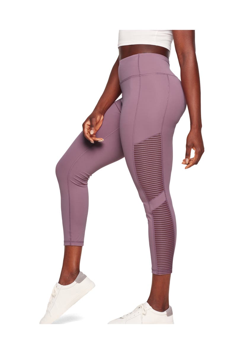 Adore Me Cali Active 7/8 Legging With Striped Mesh, Main, color, Dark Purple