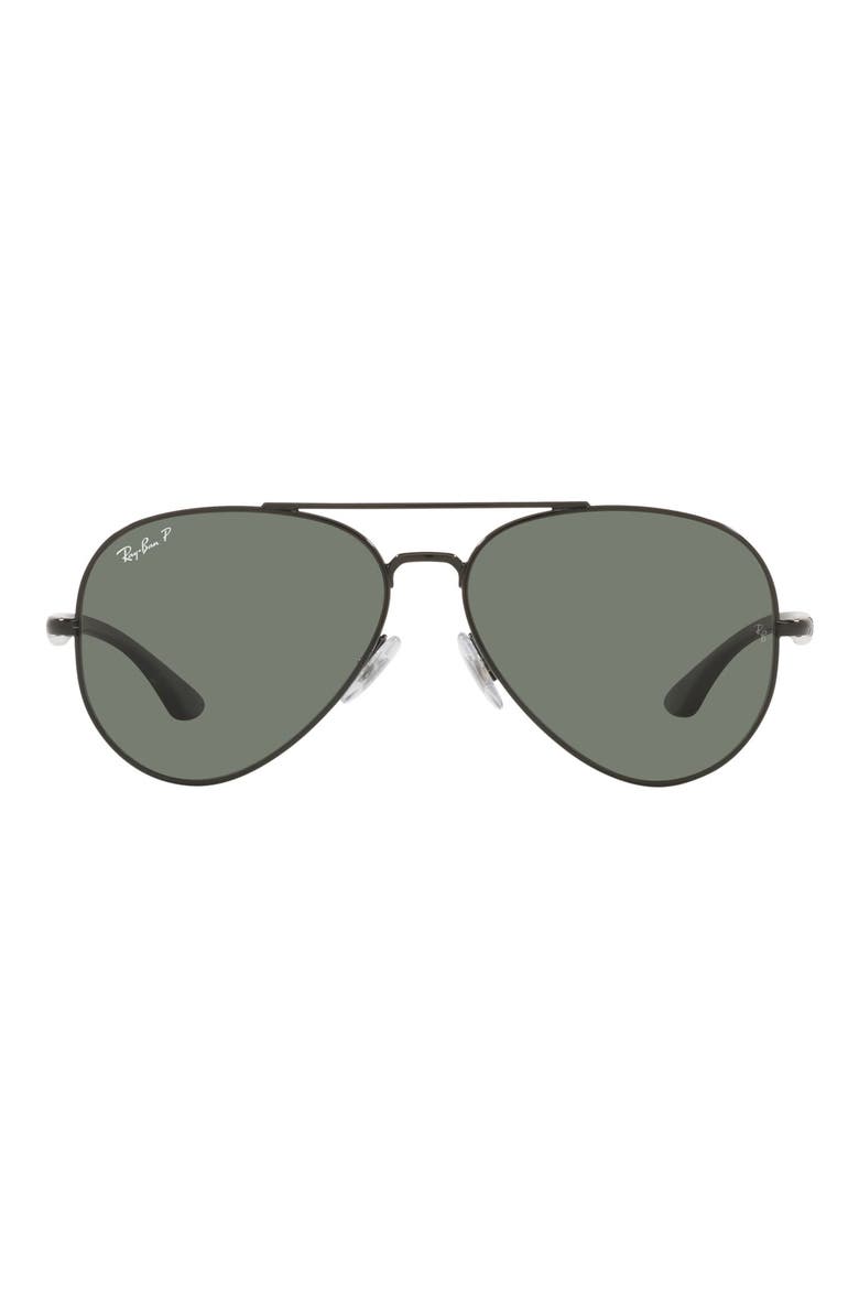 58mm Polarized Aviator Sunglasses, Main, color, BLACK/ GREEN POLAR