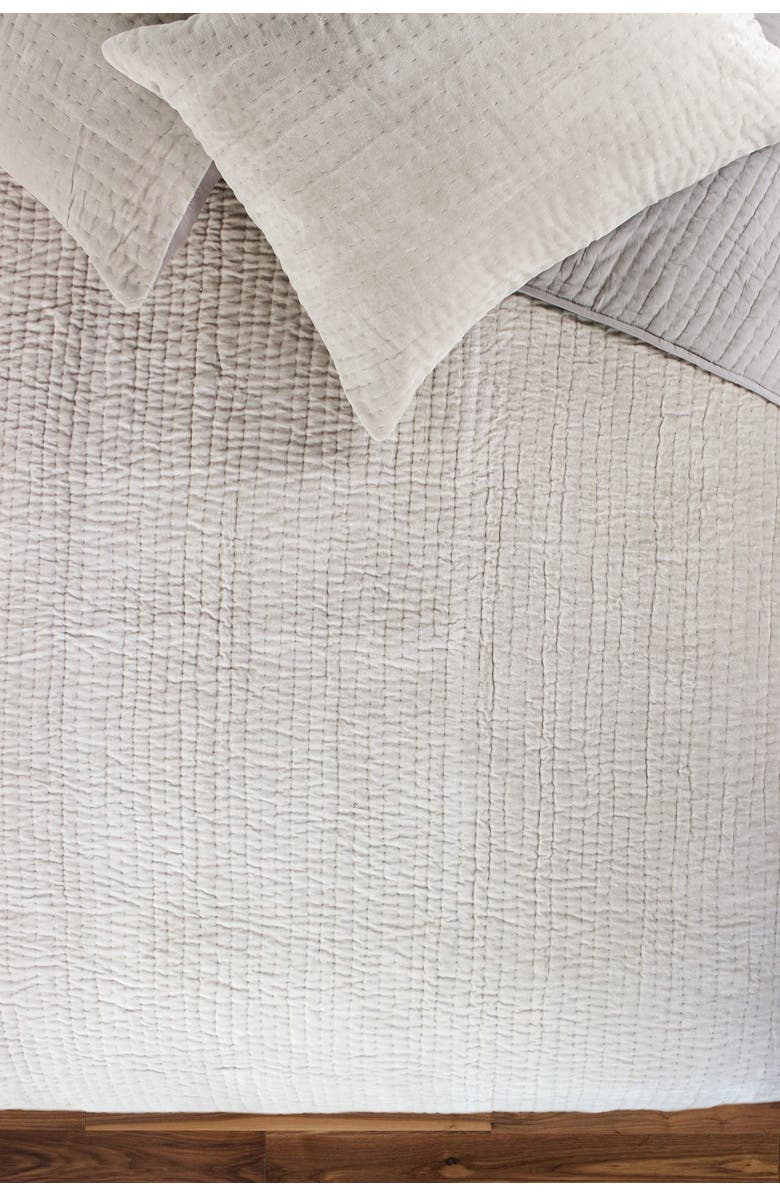 MELANGE HOME Tamara Velour Quilt 3-Piece Set, Main, color, Light Grey