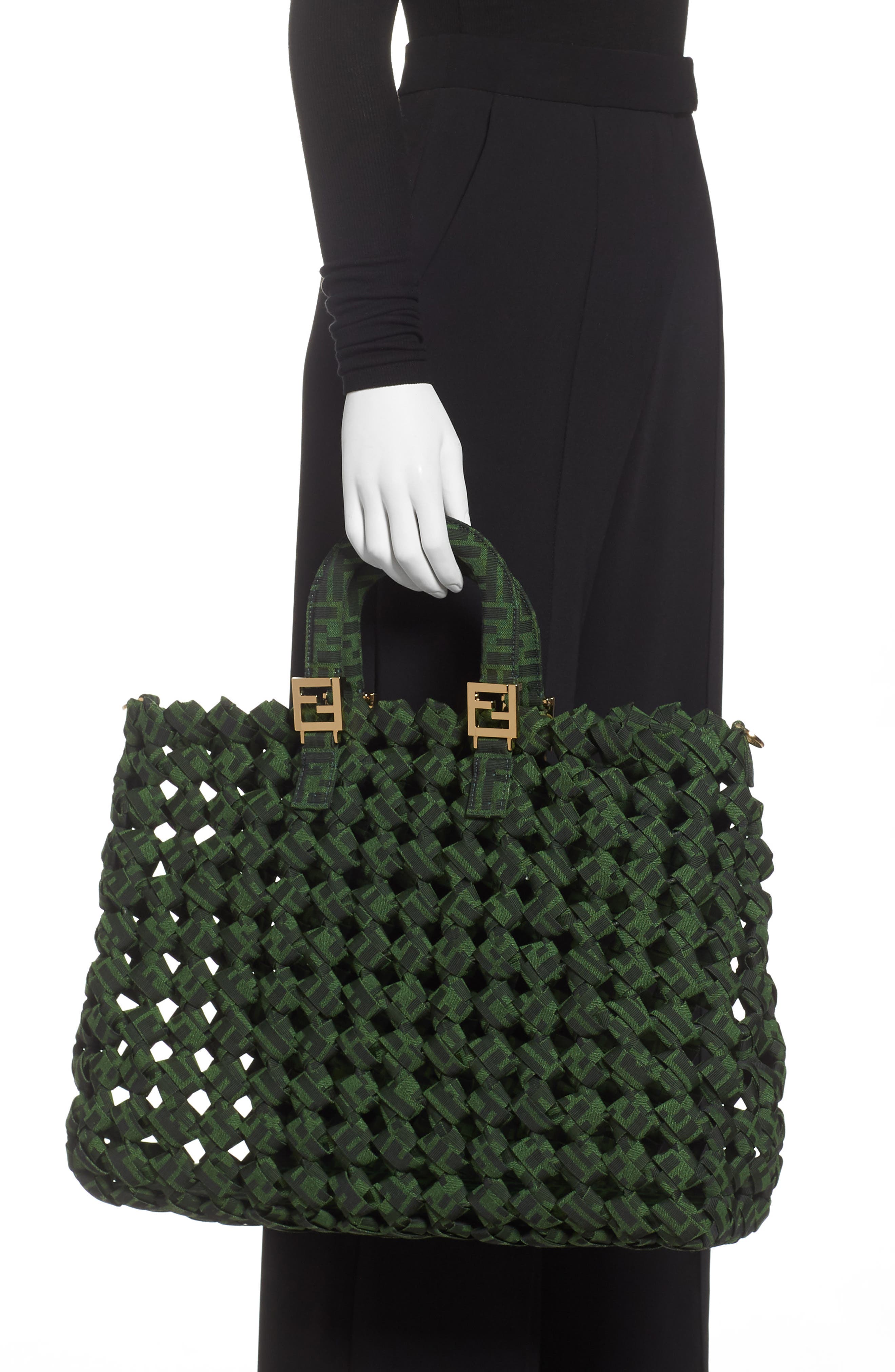 Fendi FF Large Woven Tote, Alternate, color, 