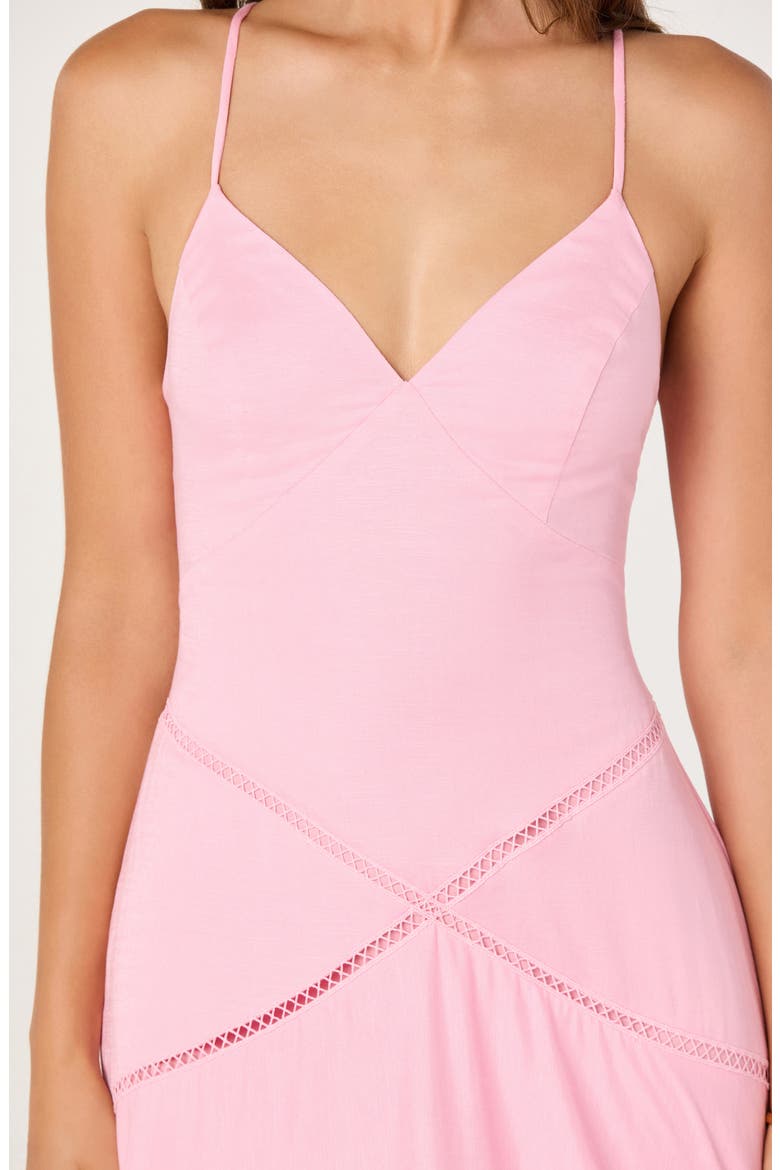 Lainey Ladder Stitch & Embroidery Detail Linen Blend Dress, Alternate, color, PINK