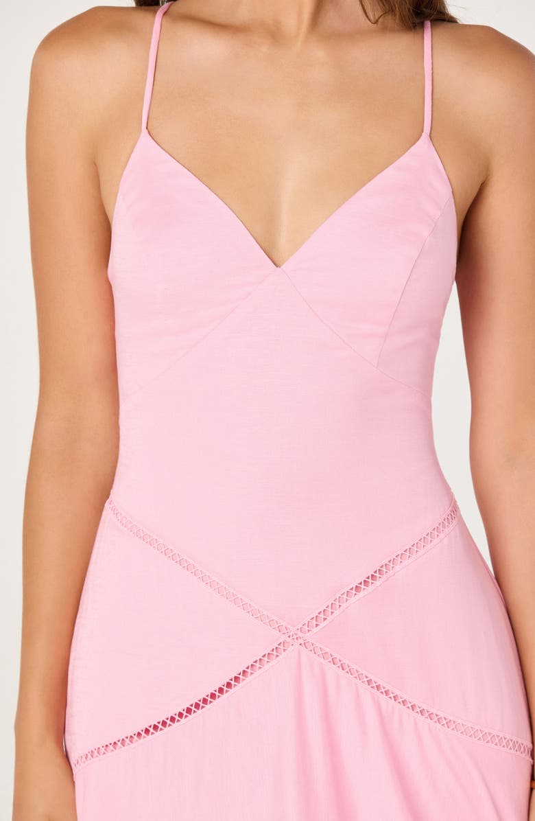 ASTR the Label Lainey Ladder Stitch & Embroidery Detail Linen Blend Dress, Alternate, color, Pink