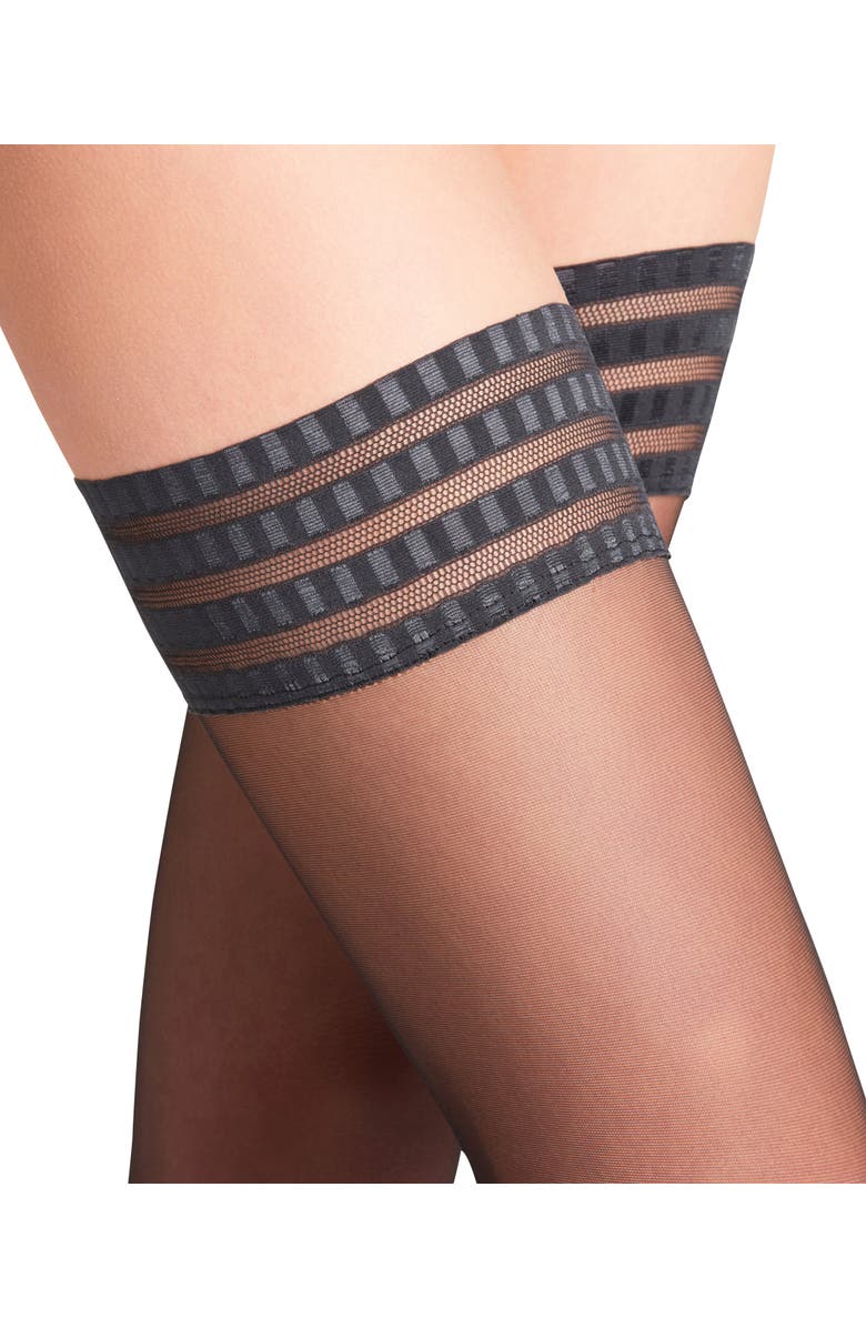 Falke Pure Matt 20 Denier Sheer Thigh Highs, Alternate, color, Legacy Black