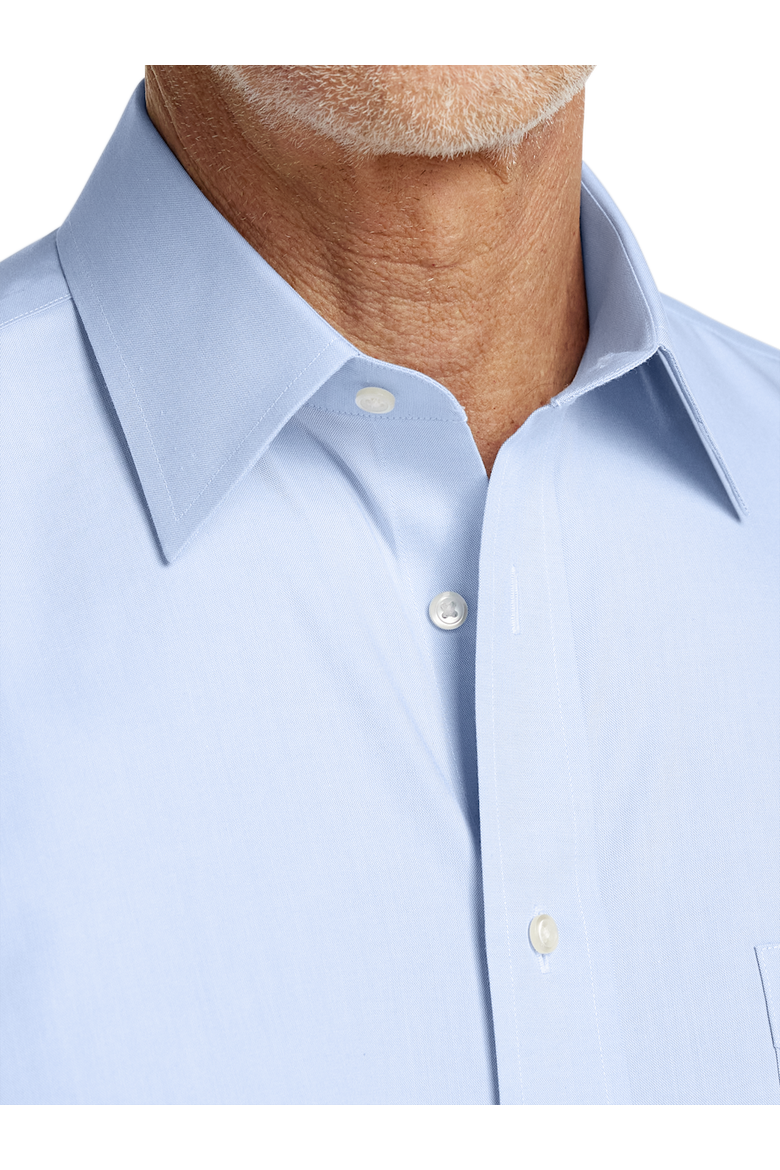 Tailored Fit Non-iron Cotton Pinpoint Solid Point Collar Dress Shirt, Alternate, color, Blue