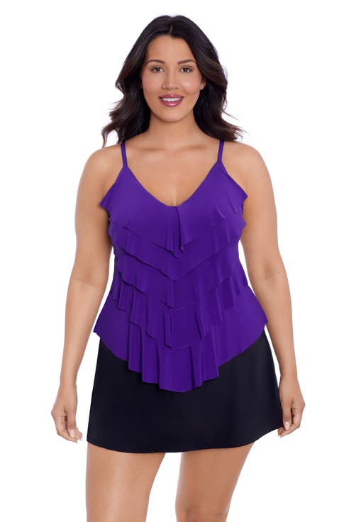 Rachel 5 Tier Ruffle Plus Size Tankini Swimsuit Top