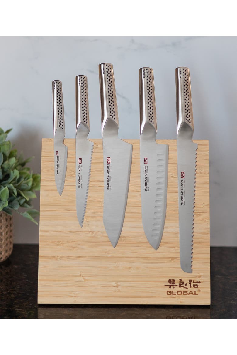 Bitoku Ukon Essentials 6 Piece Knife Set with Magnetic Block, Alternate, color, Bamboo