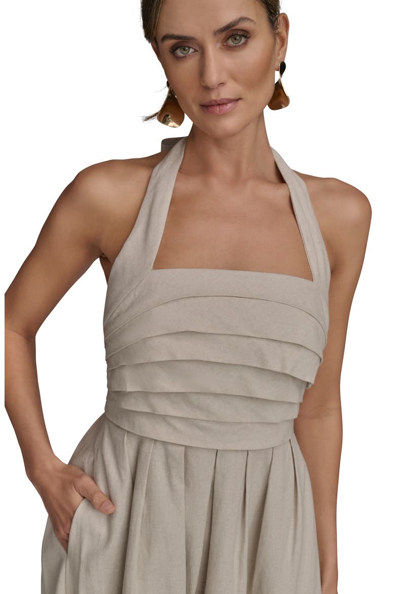 Pleated Halter Sundress, Alternate, color, NATURAL