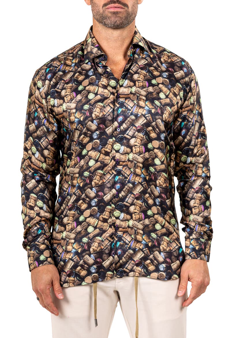 Fibonacci Marthyr 0243 Contemporary Fit Button-Up Shirt, Main, color, BLACK