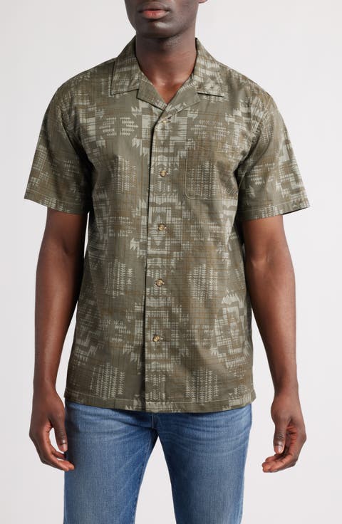 Geo Pattern Cotton Camp Shirt