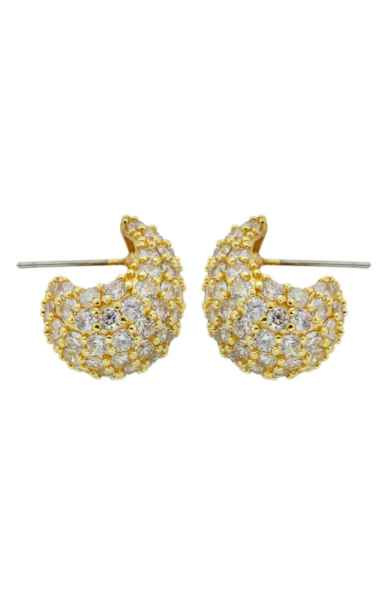Panacea Pavé Crystal J Hoop Earrings, Main, color, Gold