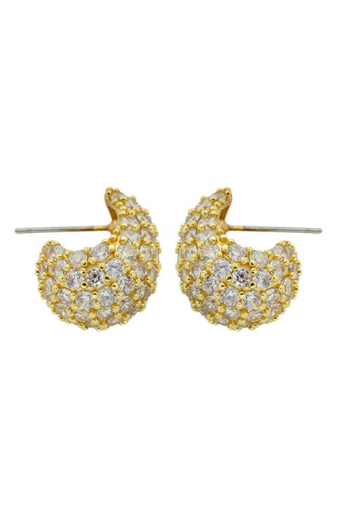 Pavé Crystal J Hoop Earrings