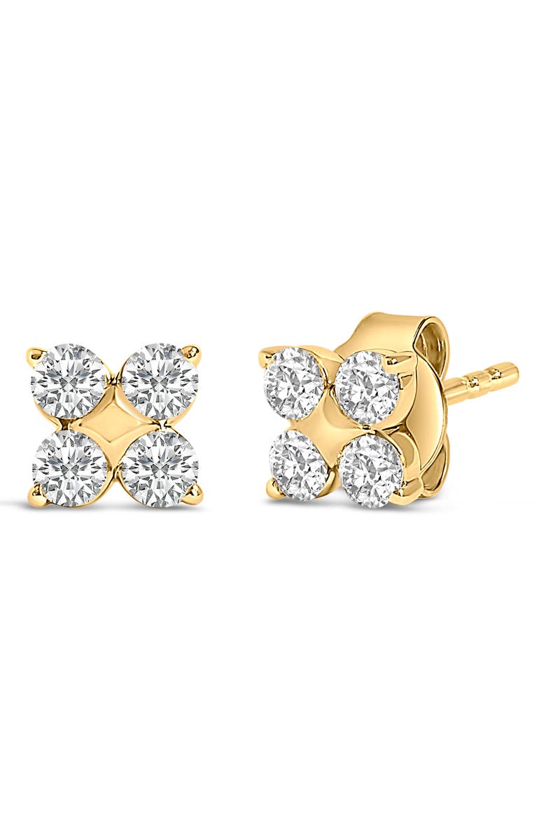 10K Gold 1/2 Cttw Lab Grown Diamond Snowflake Stud Earrings, Alternate, color, Yellow