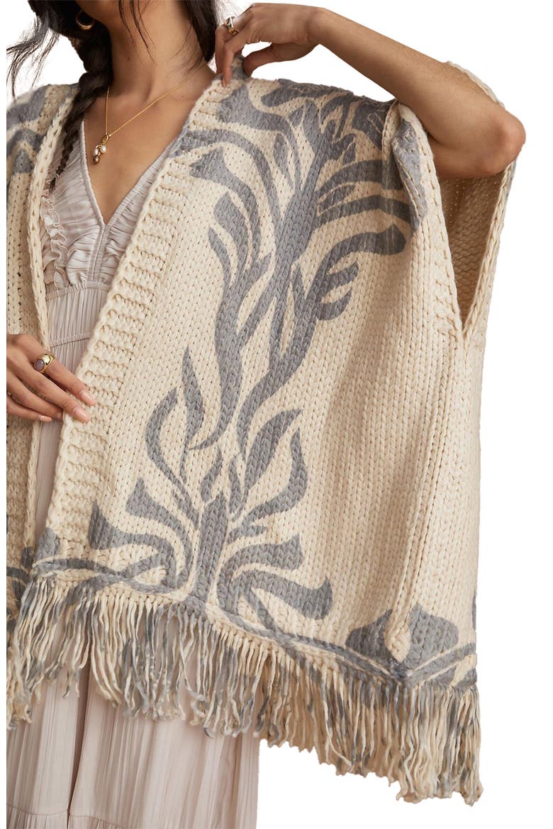 Floral Print Knit Cardigan, Alternate, color, GREY