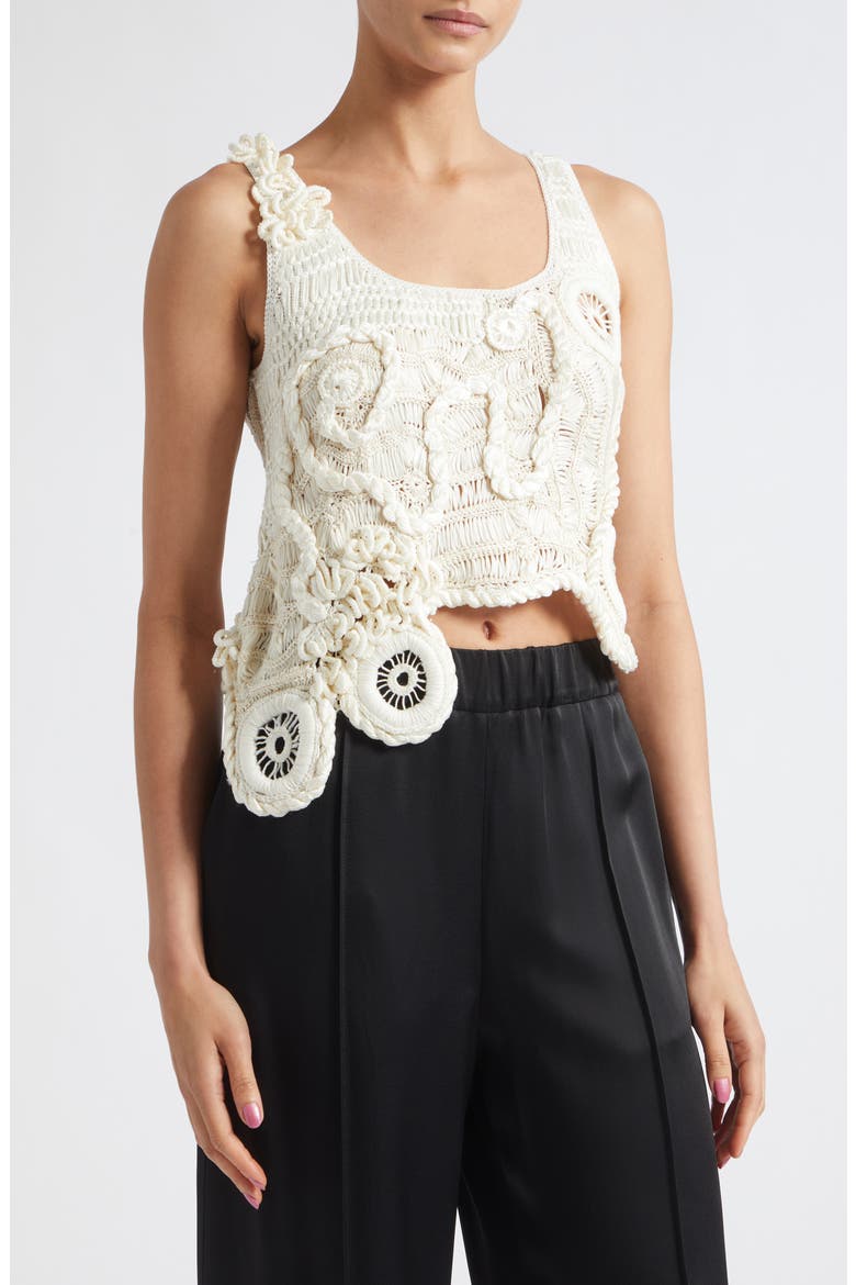 India Freeform Silk & Cotton Lace Tank, Alternate, color, IVORY