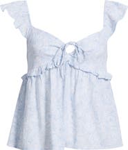 BP. Tie Front Flutter Sleeve Babydoll Top