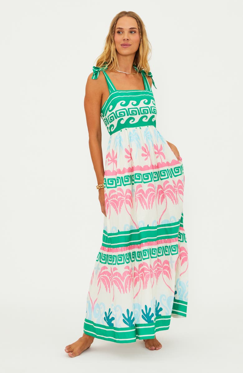 Beach Riot Cami Print Cover-Up Maxi Sundress, Alternate, color, Tropical Palm