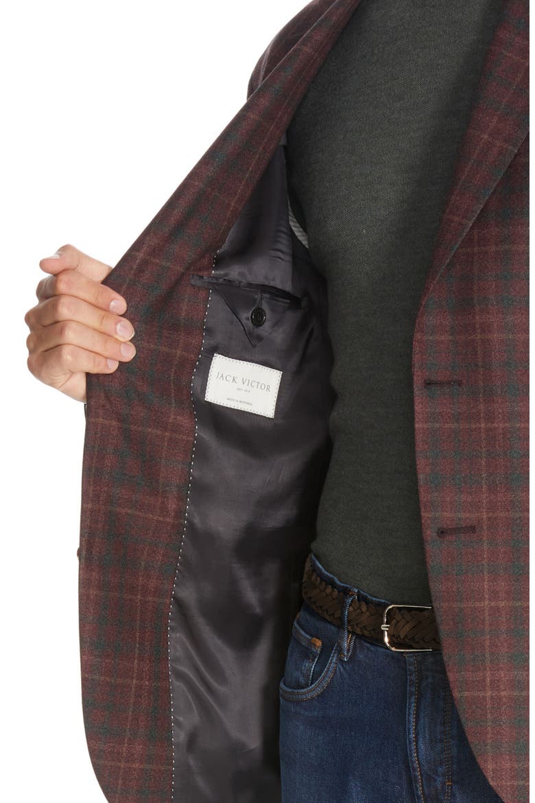 Midland Plaid Wool Sport Coat, Alternate, color, BURGUNDY
