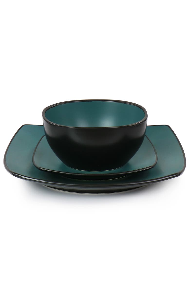 Gibson Elite 16 Piece Matte Glaze Square Dinnerware Set, Alternate, color, Blue