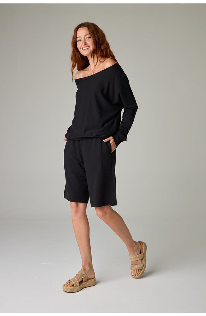 eavolu Baikal Eco-Luxe Fleece Off-Shoulder Crop Top - Cloud-Soft Comfort, Main, color,