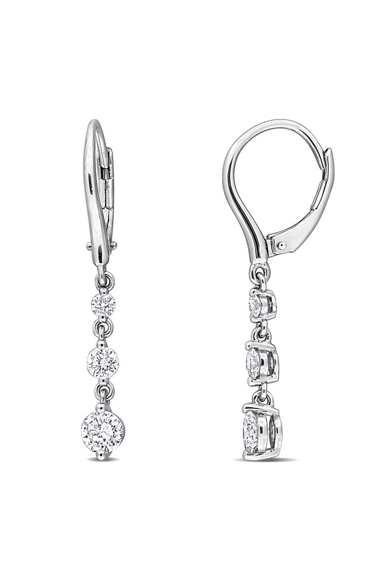 Lab-Grown Diamond Drop Earrings Sterling Silver, Main, color, Sterling Silver