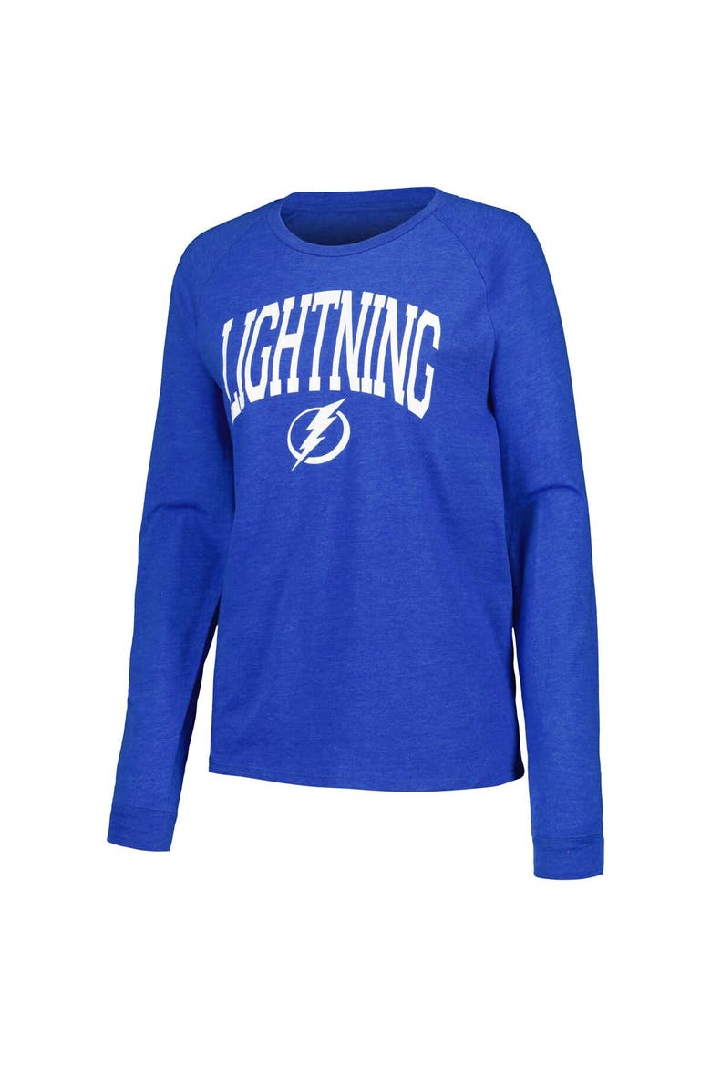 Women's Concepts Sport Black/Blue Tampa Bay Lightning Meter Knit Long Sleeve Raglan Top & Shorts Sleep Set, Alternate, color, Blue