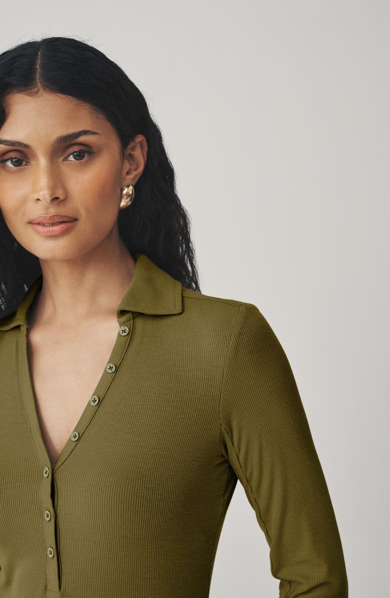 NEXT Collar Rib Long Sleeve Top, Alternate, color, Green