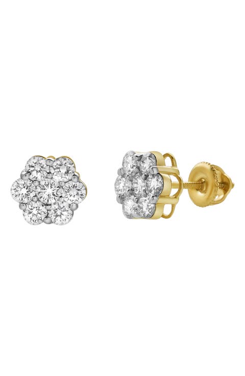 Lab Grown Diamond Floral Cluster Stud Earrings