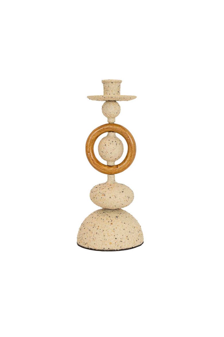 Textured Metal Stack Taper Holder Tan, Main, color, Beige